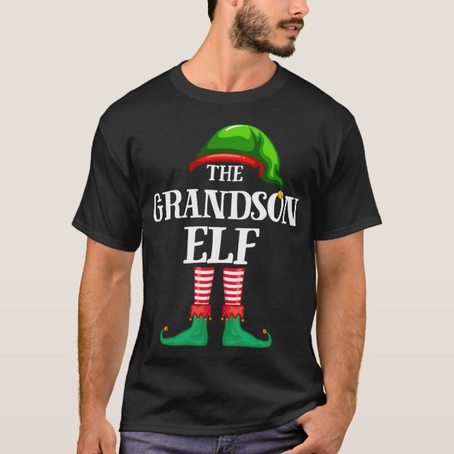 T-shirt Pyjama de Noël de la famille du petit-fils Elf (Devant)