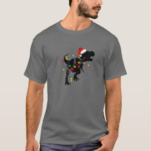 T-shirt Pyjamas de Noël Dinosaur Famille T Rex Xmas Lumièr