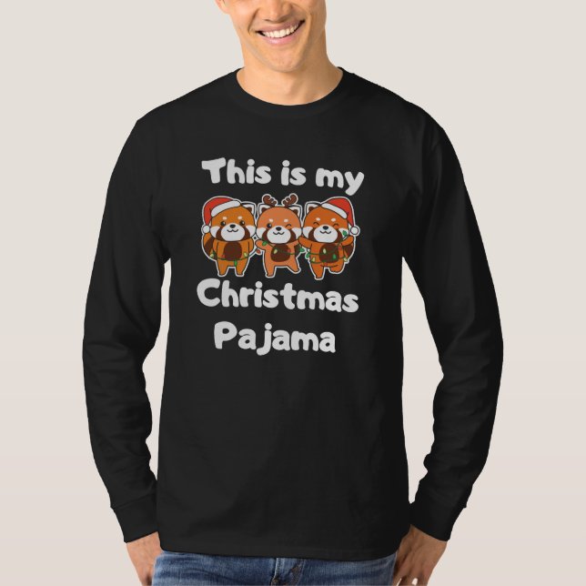 T-shirt Pyjamas de Noël Panda Rouge (Devant)
