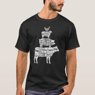 T-shirt Pyramide alimentaire découpes de boucher Bœuf Porc
