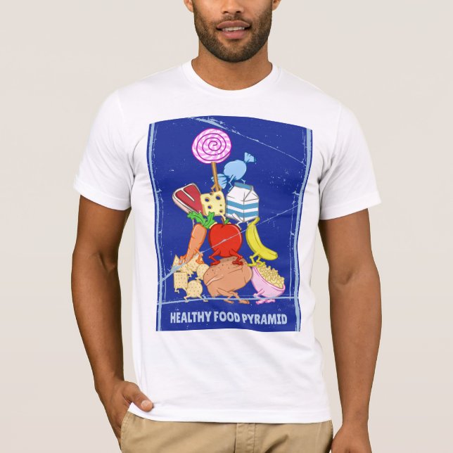 T-shirt Pyramide alimentaire saine dessin humoristique (Devant)