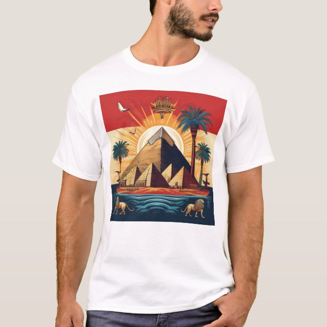 T-shirt Pyramide égyptienne avec soleil et élément culture (Devant)
