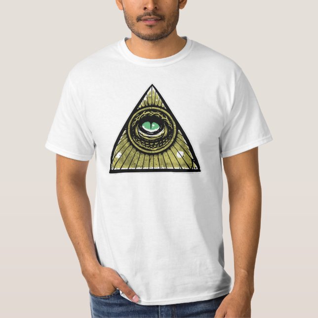 T-shirt Pyramide reptile d'oeil de hippie d'Illuminati (Devant)