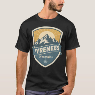 T-shirt Pyrenees Mountains Vintage Badge