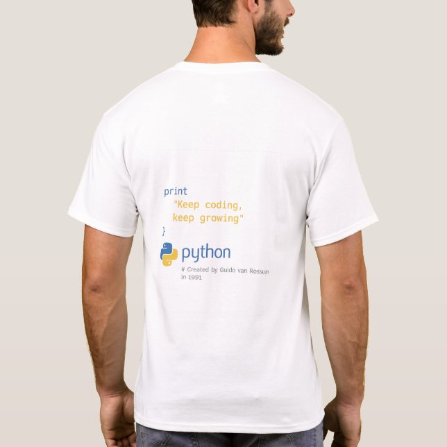 T-shirt Python et son créateur avec l'année de la création (Dos)