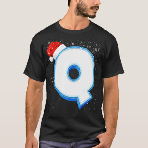 T-shirt Q Majuscule neigeuse Monogramme de Noël Alphabet L