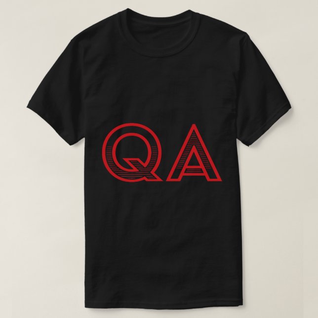 T-shirt QA - Assurance de la qualité (texte rouge) (Design devant)