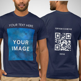 T-shirt QR Code personnalisées Texte et image promu Marine