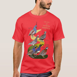 T-shirt Quail de l'Amérique du Nord avec texte