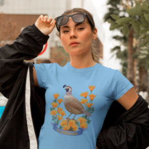 T-shirt Quail d'oiseaux de l'État de Californie et coqueli