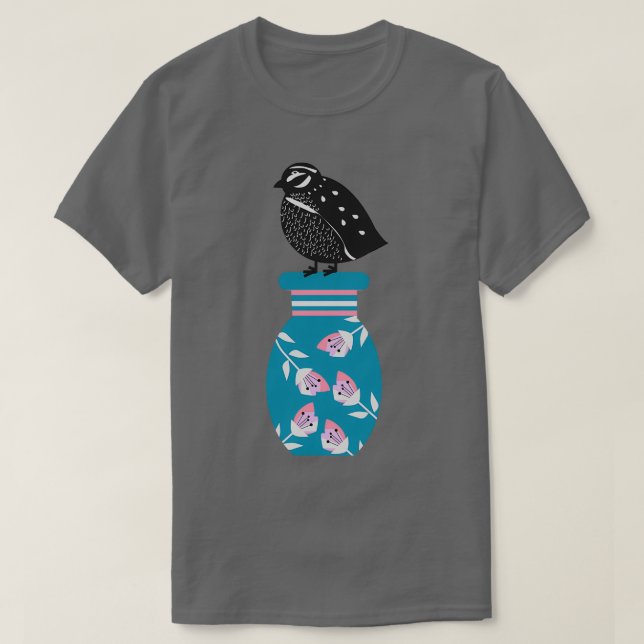 T-shirt Quail sitting on a vase (Design devant)