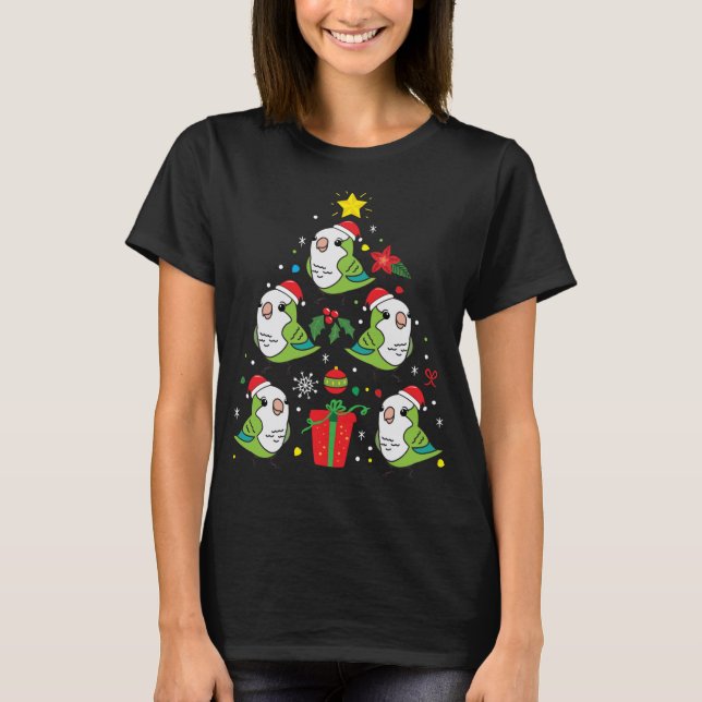 T-shirt Quaker Parrot vert ornement de Noël Arbre amusant (Devant)