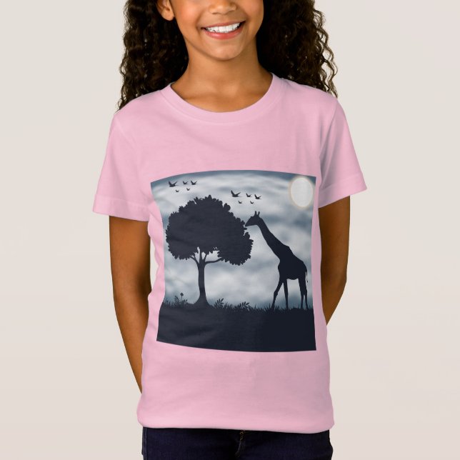 T-Shirt Quand la Lune murmure à la Giraffe (Devant)