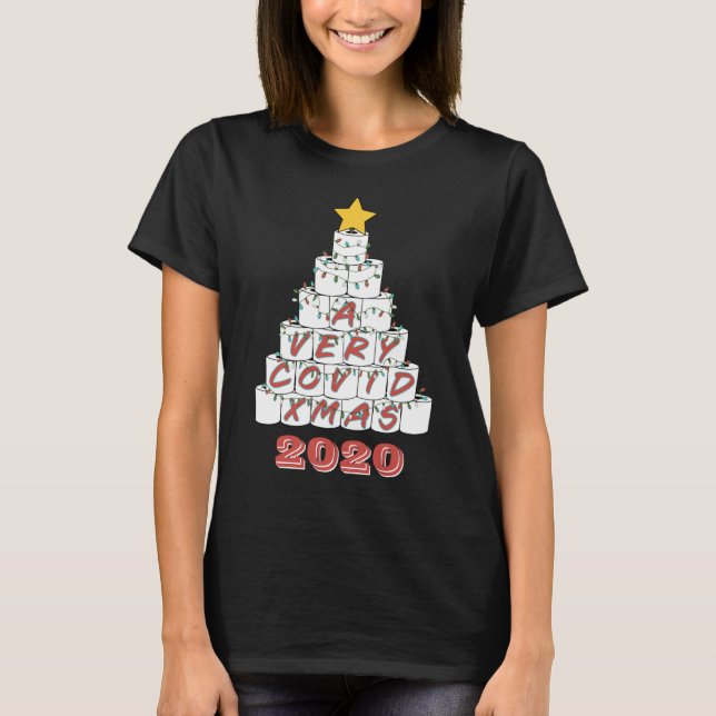 T-shirt Quarantaine Noël Drôle COVID Toilette Arbre (Devant)