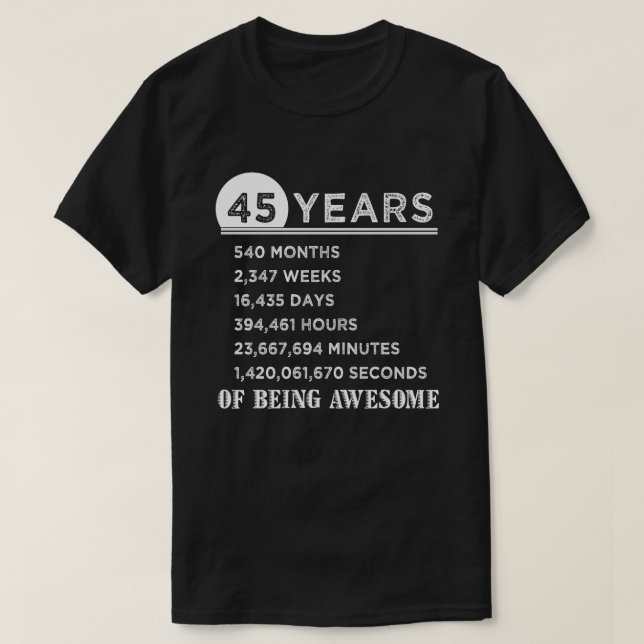 T-shirt quarante-cinquième Chemise d'anniversaire cadeaux (Design devant)