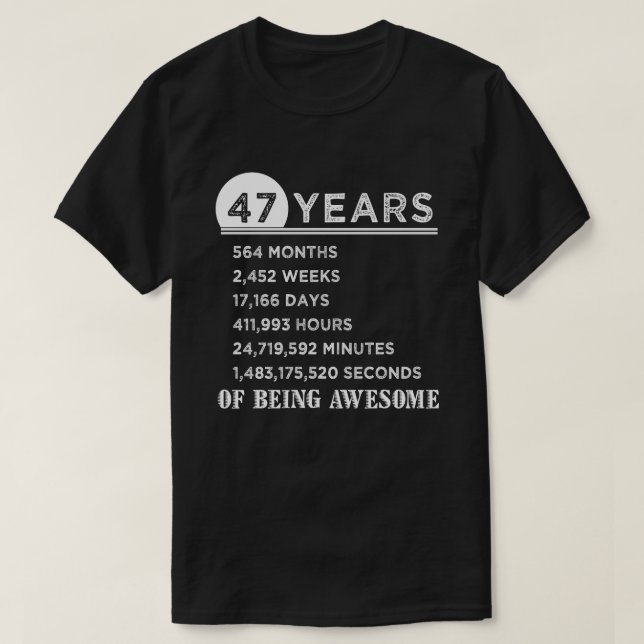 T-shirt quarante-septième Chemise d'anniversaire cadeaux (Design devant)