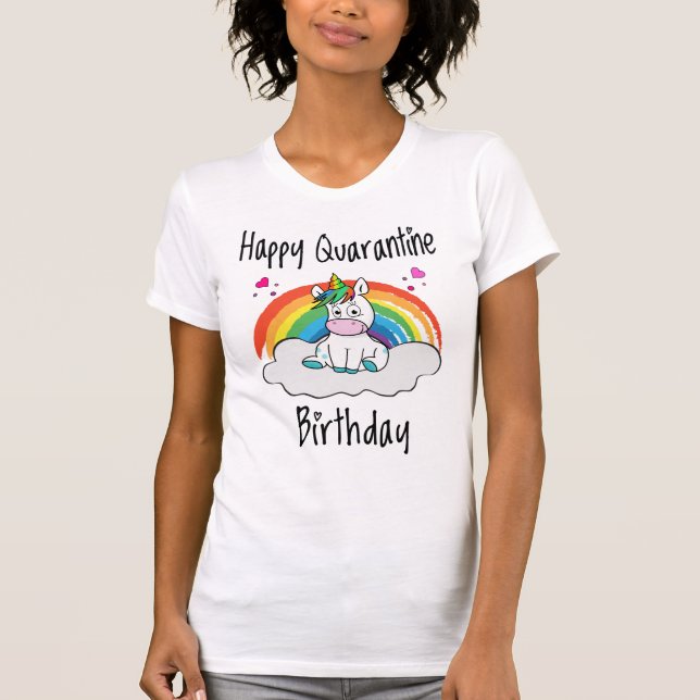T-shirt Quarantine Anniversaire Unicorn arc-en-ciel (Devant)