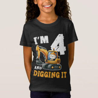 T-Shirt Quatre 4ans 4e anniversaire Construction Garçon 4 