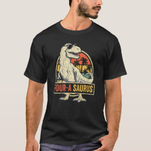 T-shirt Quatre A Saurus Anniversaire T Rex Dinosaur 4 Anni