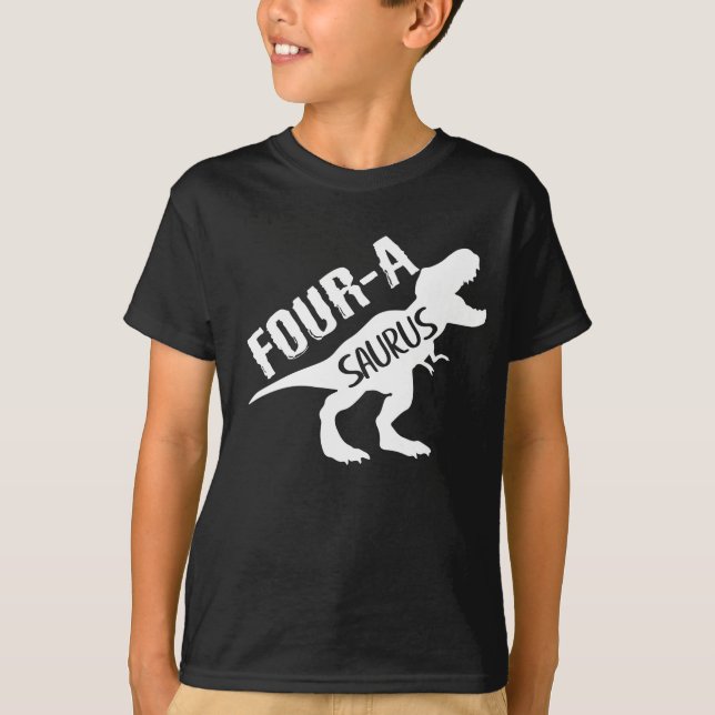 T-shirt Quatre-A-Saurus Dinosaur 4e anniversaire (Devant)