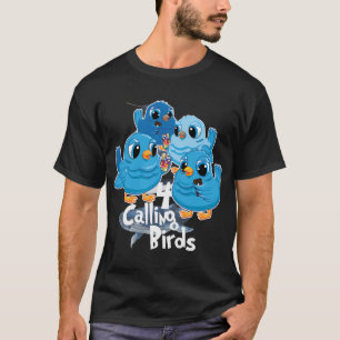 T-shirt Quatre Appels Oiseaux 12 Jours Chanson De Noël Drô