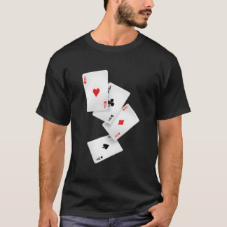 T-shirt Quatre As Poker Pro Joueur Chanceux Main Gagnante