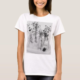 T-shirt Quatre Bouteilles Et Fleurs Blanches