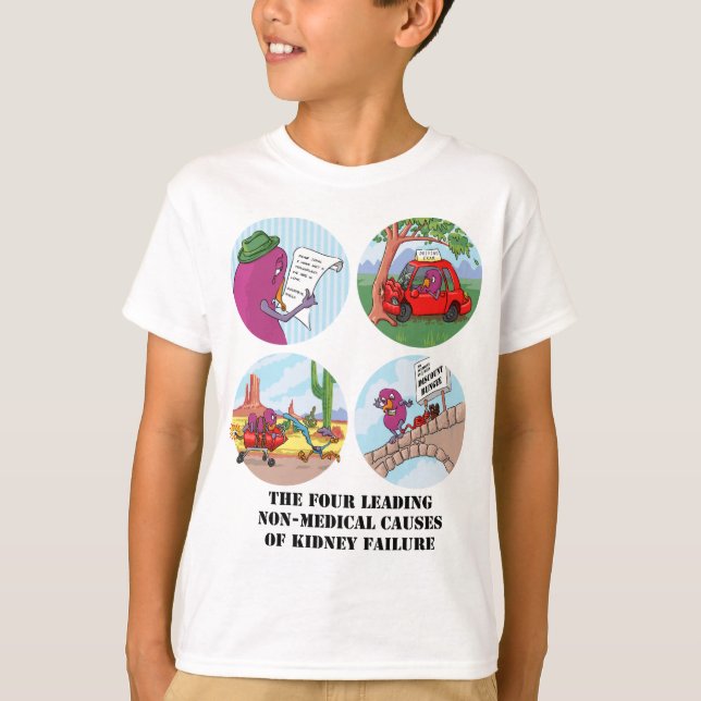 T-shirt Quatre causes principales de l'insuffisance rénale (Devant)