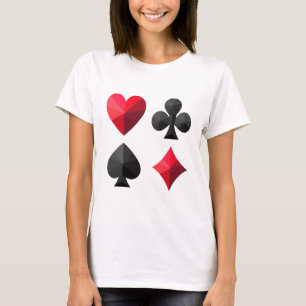 T-shirt Quatre combinaisons de cartes à jouer : coeurs, cl