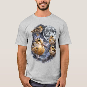 T-shirt quatre Meep Bird Bécasse Américaine Lune  , 