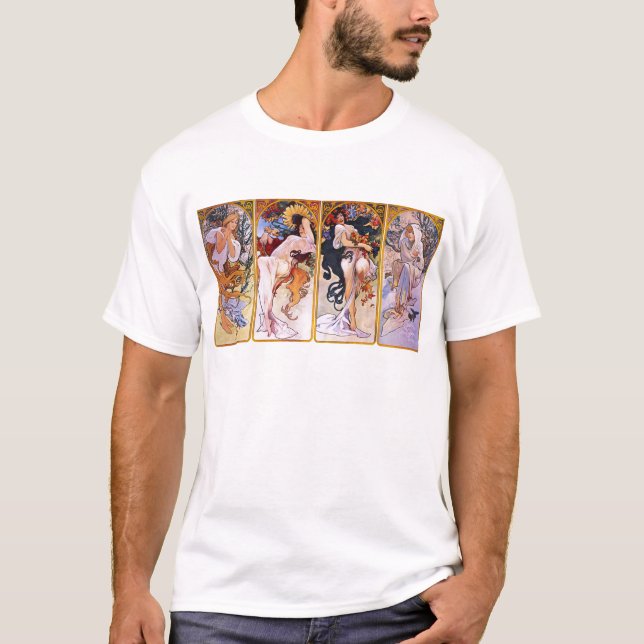 T-shirt Quatre saisons par Alphonse Mucha (Devant)