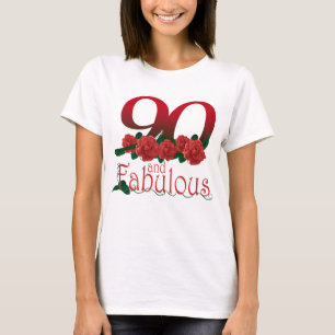 T-shirt quatre-vingt-dixième fleur d'anniversaire