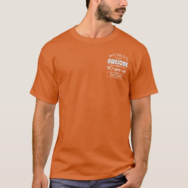 T-shirt quatre-vingt-dixième Orange fabuleuse de flamme (Devant)