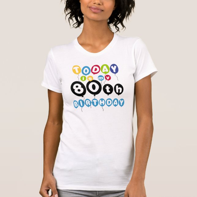 T-shirt Quatre-vingtième anniversaire de ballons (Devant)