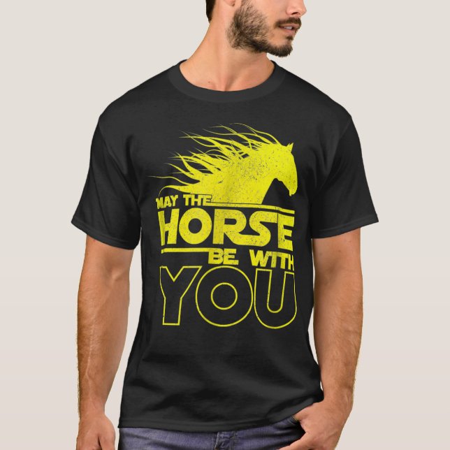 T-shirt Que Le Cheval Soit Avec Vous Drôle Sci Fi Cheval (Devant)