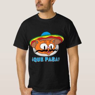 T-shirt QUE PASA ?Caricature Mustache Cat Señor Gato