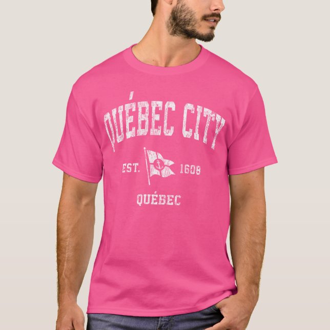 T-shirt Quebec City Canada Nautical Boat Anchor Flag gift (Devant)