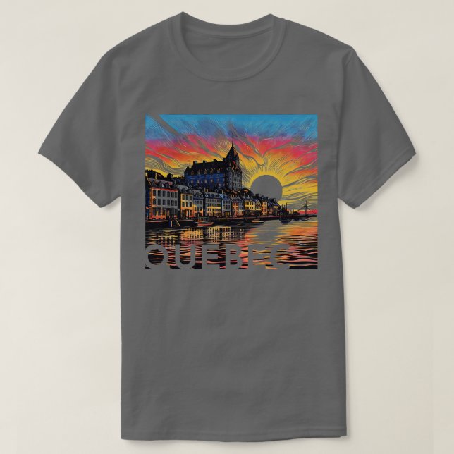 T-shirt Québec ville Canada scène de coucher de soleil TSh (Design devant)