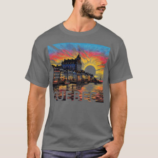 T-shirt Québec ville Canada scène de coucher de soleil TSh