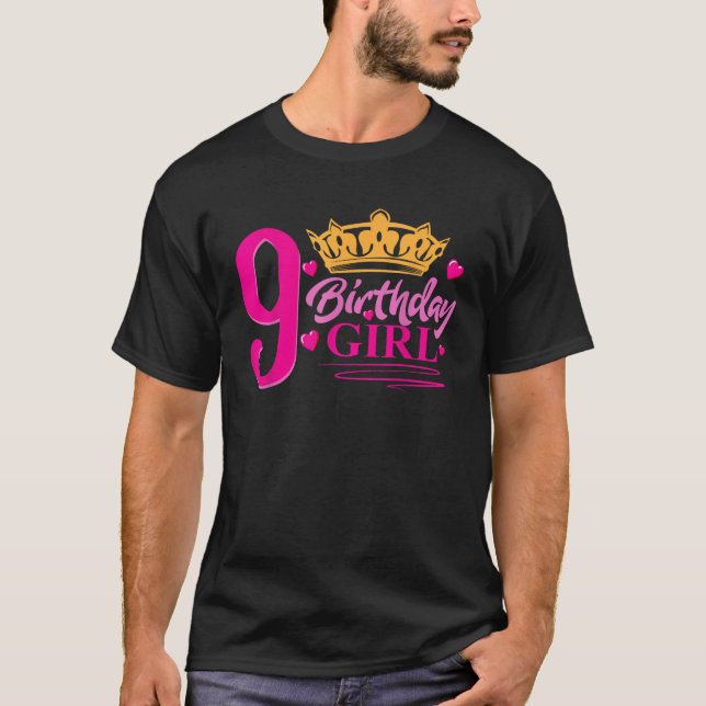 T-shirt Queen 9e anniversaire Fête de fille 9 ans Annivers (Devant)