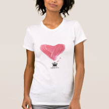Queen Charlotte White `tee avec coeur rose