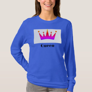 T-shirt Queen Custom Text Crown Image Proep Royal Long Sle