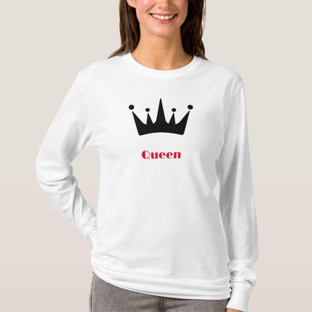 T-shirt Queen Custom Texte Couronne image blanc long (Devant)