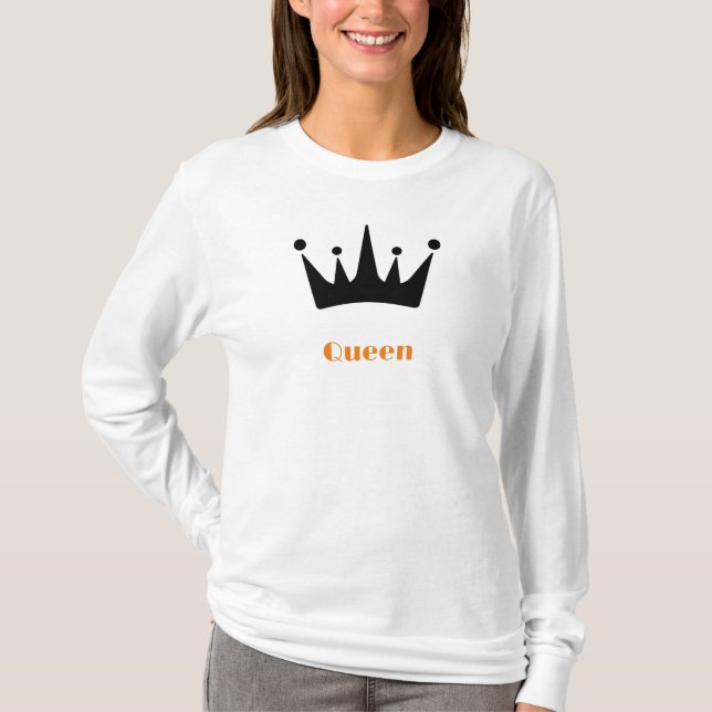 T-shirt Queen Custom Texte Couronne image blanc long (Devant)