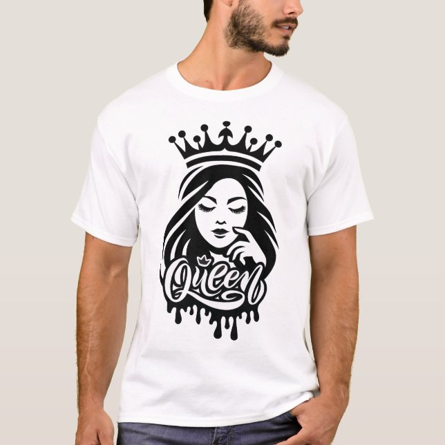 T-shirt Queen Design – Elegant Royal Crown Typography for  (Devant)