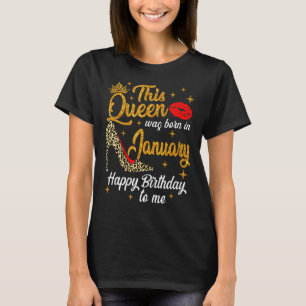 T-shirt Queen Est Né En Janvier Joyeux Anniversaire Leopar