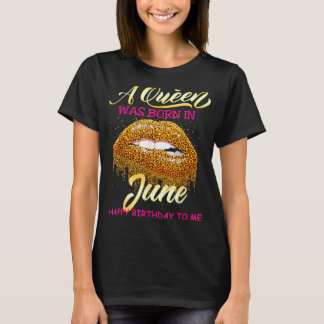 T-shirt Queen Est Né En Juin Joyeux Anniversaire Leopard F