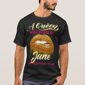 T-shirt Queen Est Né En Juin Joyeux Anniversaire Leopard F