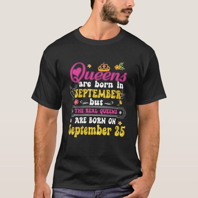 T-shirt Queen Est Né En Septembre 25 Joyeux Anniversaire F (Devant)