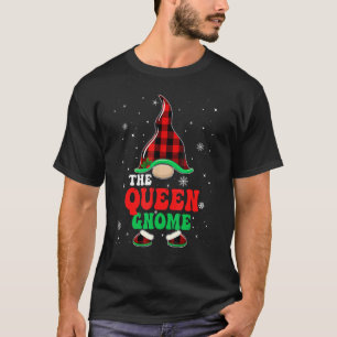 T-shirt Queen Gnome Buffalo Plaid Matching Family Christma